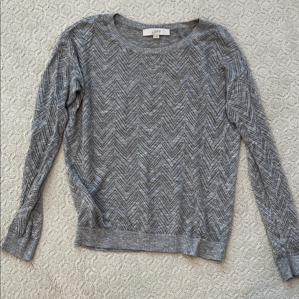 LOFT Charcoal Chevron Pattern Sweater